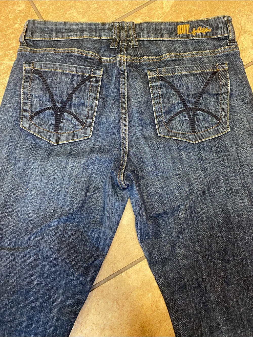 Kut From the Kloth Bootcut Jeans Dark Blue with Whiskering-8 - Picture 4 of 14